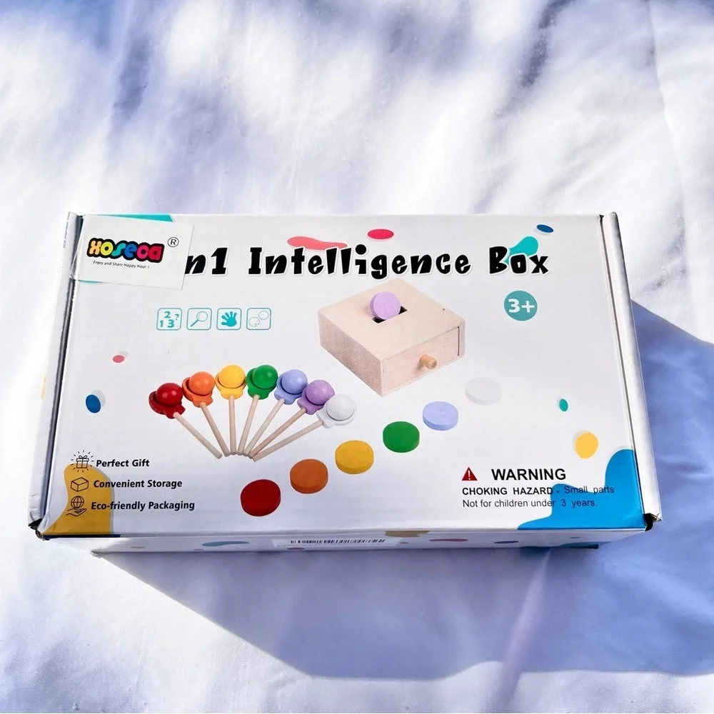 MONTESSORI | NWB INTELLIGENCE WOODEN SENSORY TOY COIN BOX BALL SORTING GAMES 3+